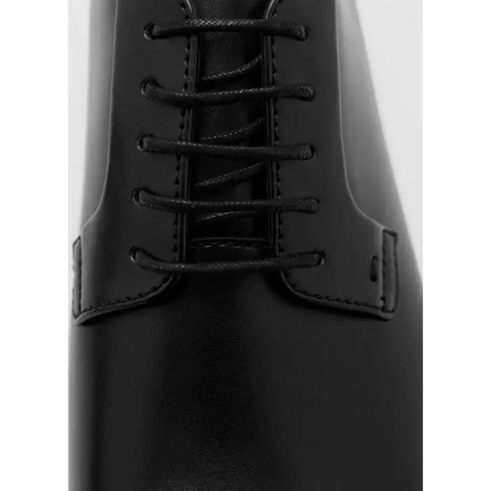 MNG Mango Men's Lace-Up Closure Leather Suit Shoes Black Size 10
